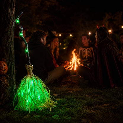 Animated Moving Witch Broom | Halloween Light & Sound Decor
