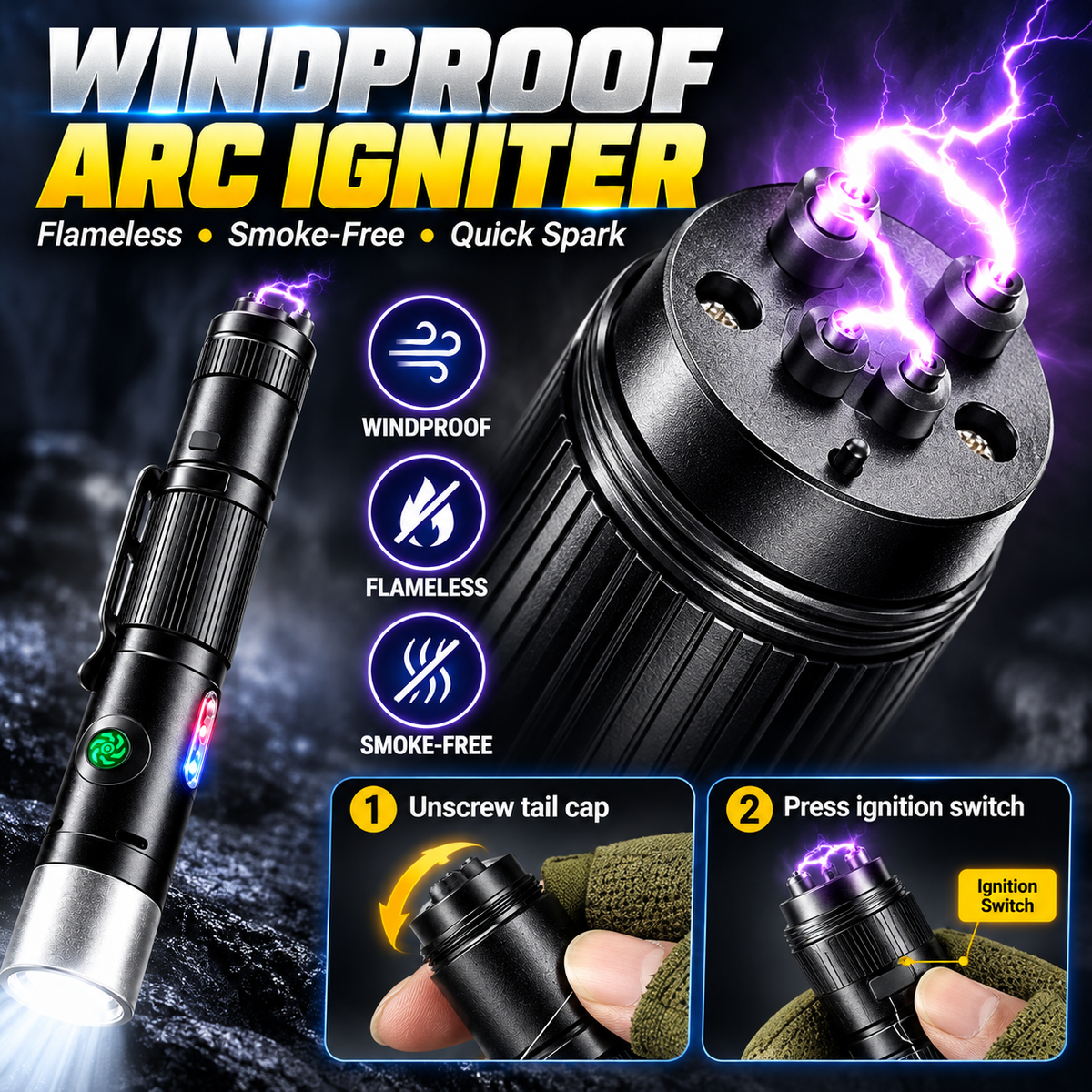 Multi‑Functional Portable Self Defense Flashlight – Rechargeable Electric Deterrent Device with High-Intensity LED & Built-In Alarm