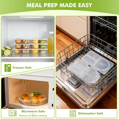 Reusable Snack Containers 2 Compartment with Lids