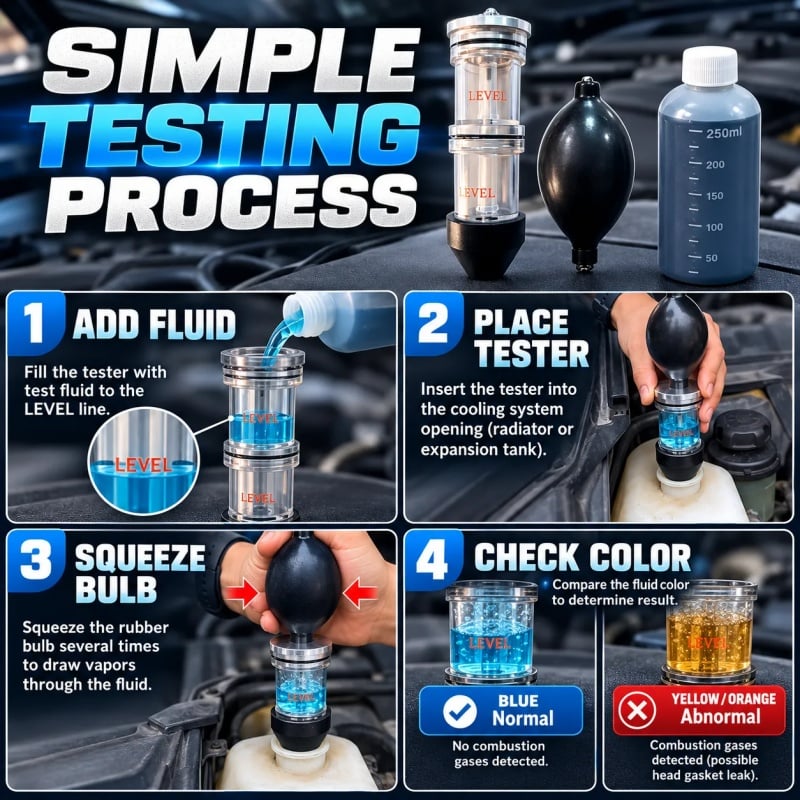 🚗 Combustion Leak Tester — Quickly Detect Exhaust Gas Leaks in Your Cooling System!