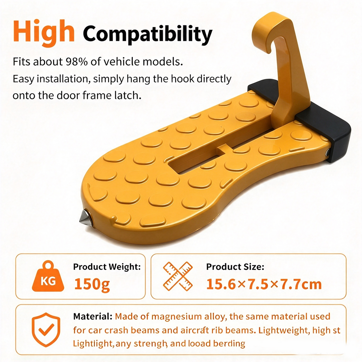 ⭐Universal Car Roof Rack Step🚗Foldable Roof Rack Door Lock, Easy to Get in and Out of Car