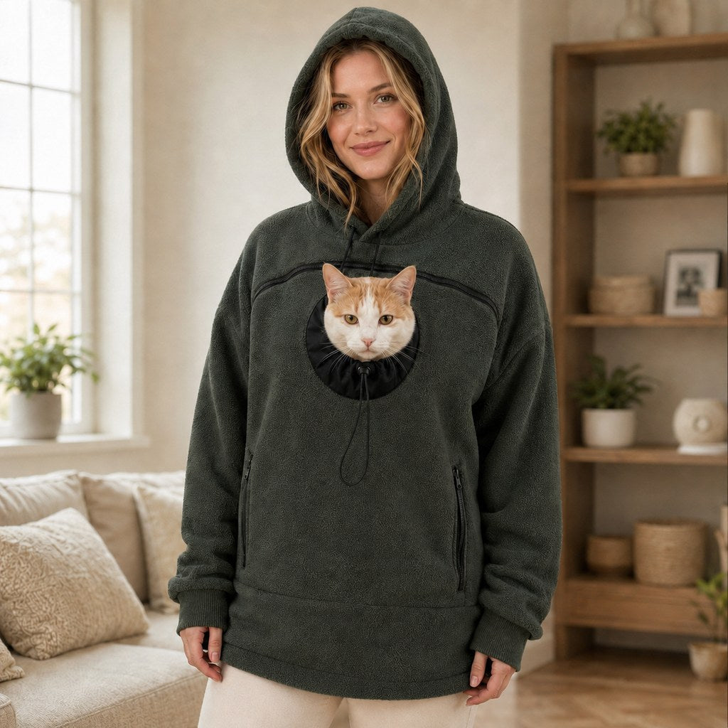 Paws in Awe Hands-Free Pet Carrier Hoodie – Cozy Front Pouch for Cats & Small Dogs at Home & Everyday Outings
