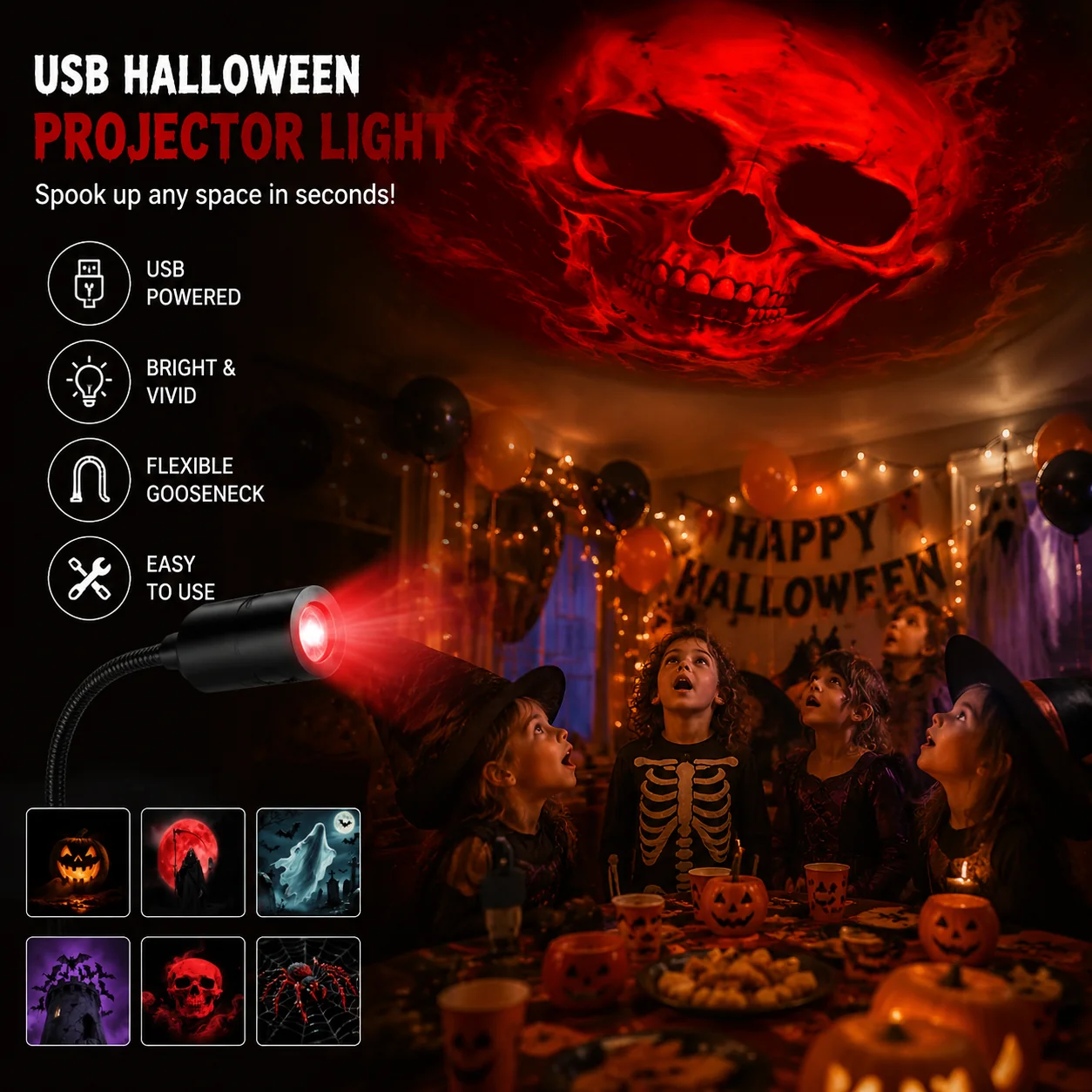 🔥Night Light Projector 🔥Halloween USB Holographic Projector