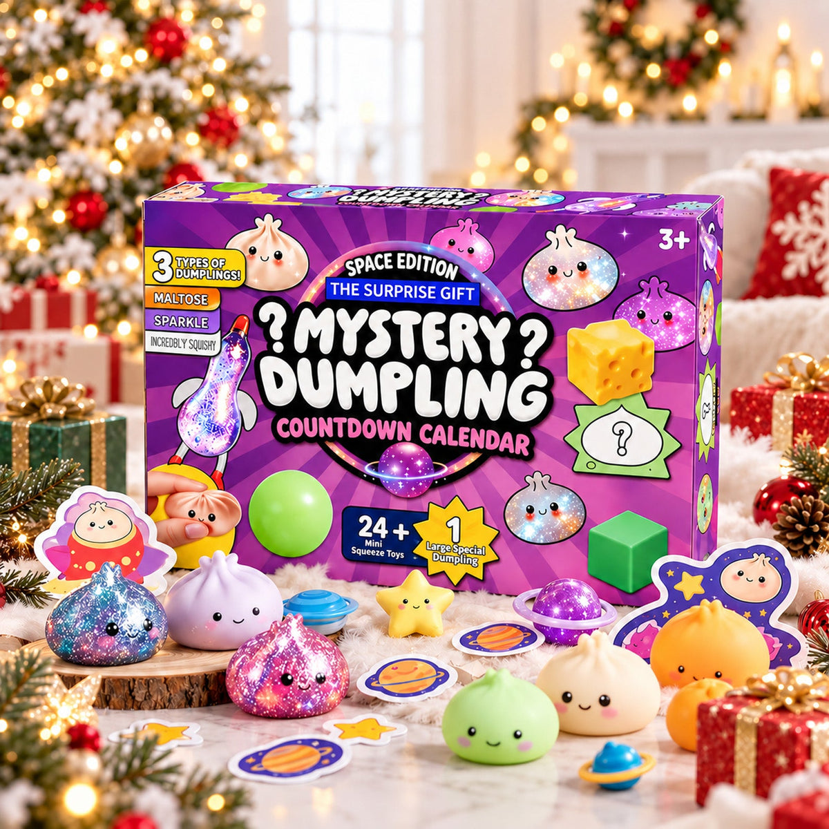 Mystery Dumpling Squishy Advent Calendar, 24 Day Christmas Countdown, Cute Squishy Toys Kids Gift