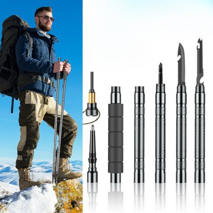 Multifunctional Tactical Hiking Stick - 15-in-1 Survival Multi-Tool for Outdoors