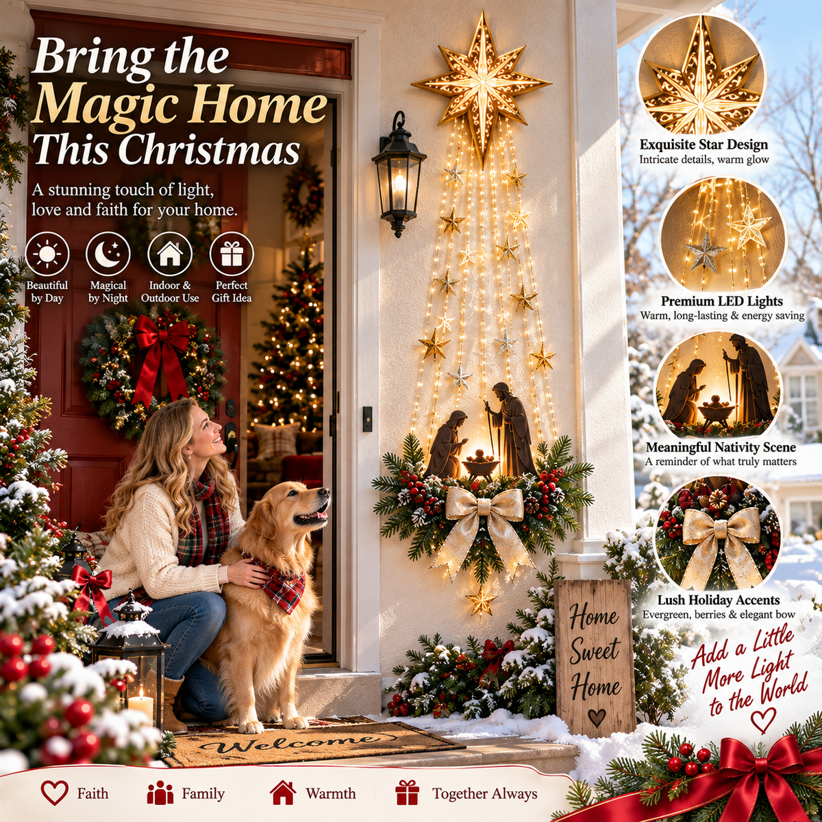 ✨Last Day 49% OFF✨✝️ Bethlehem Star of  – Lighted Nativity Wall Decor