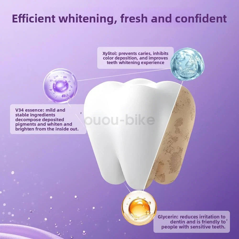 V34 Purple Instant Teeth Whitening Strips Color Correcting Stain Removal 14 Pcs