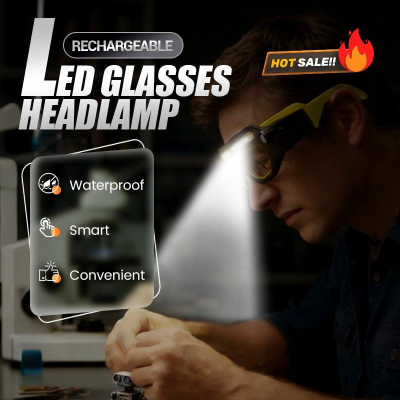 🔥Hands-Free LED Work Glasses with Wide Front Beam, Side Lights & Over-Glasses Fit