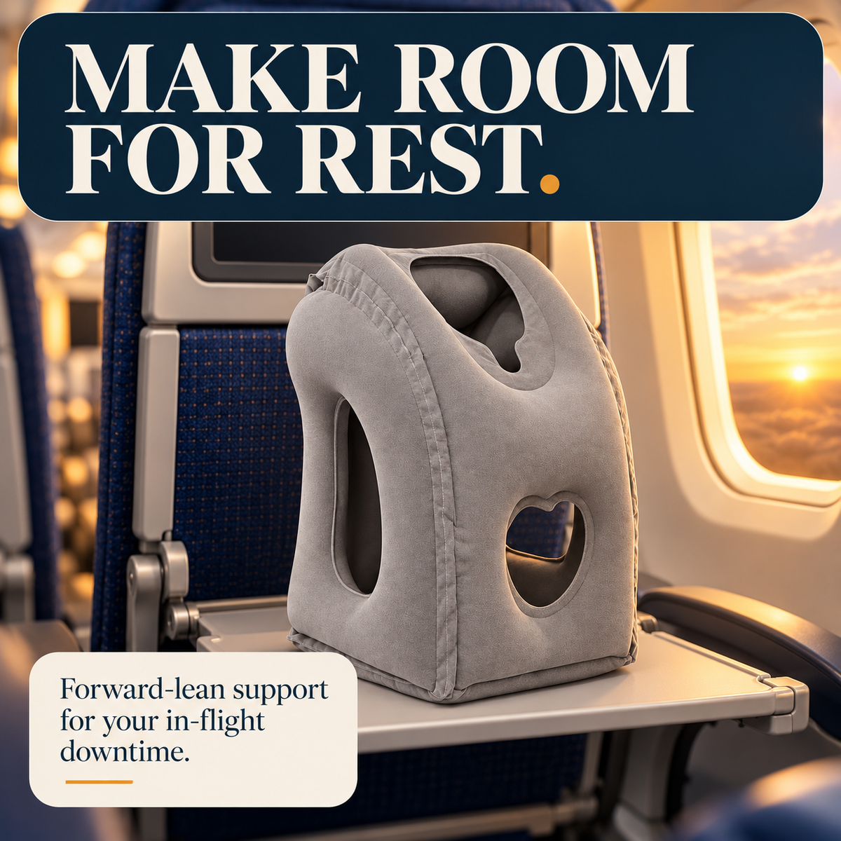 ✈️ Inflatable Airplane Sleep Pillow – Forward-Leaning Travel Pillow with Face & Arm Openings