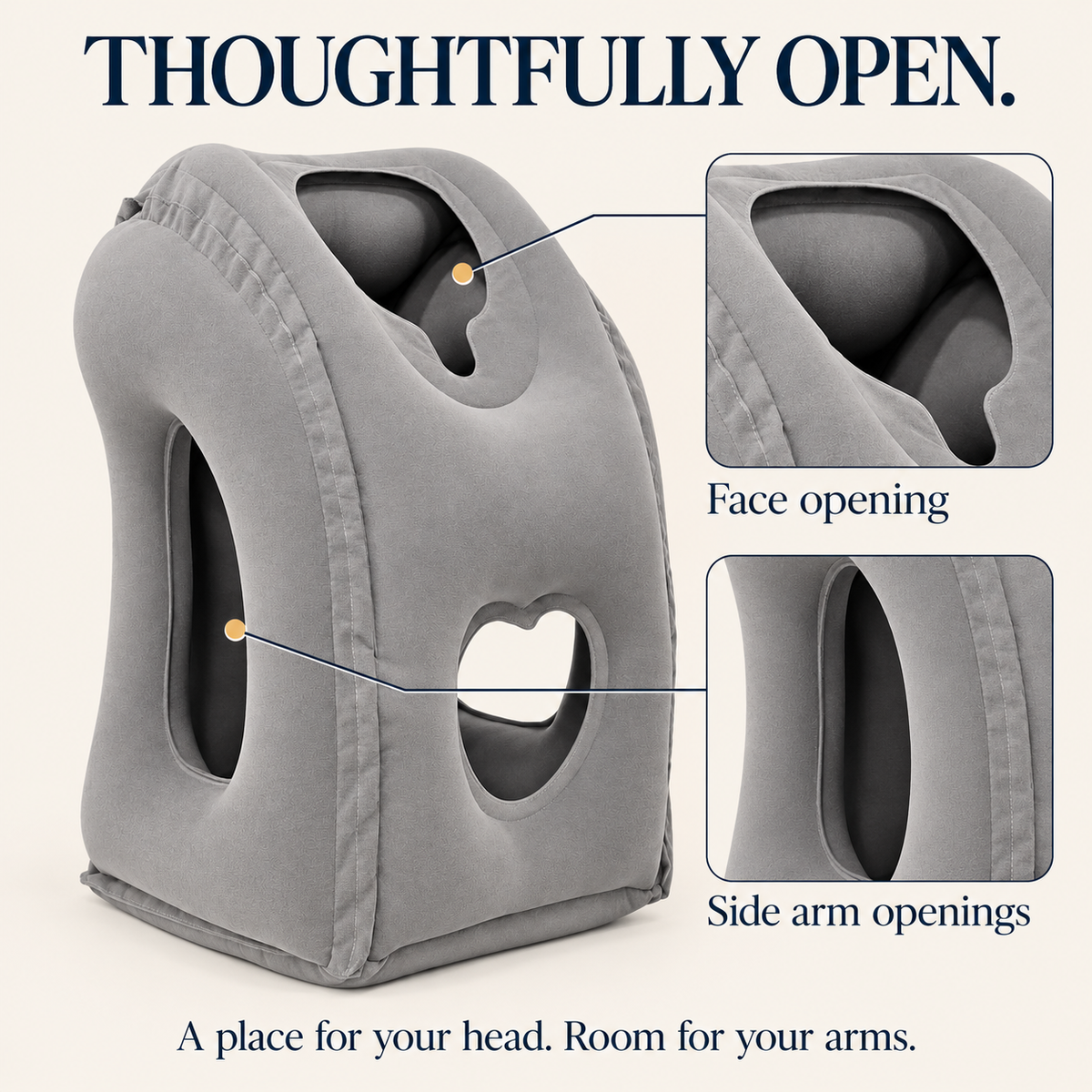 ✈️ Inflatable Airplane Sleep Pillow – Forward-Leaning Travel Pillow with Face & Arm Openings