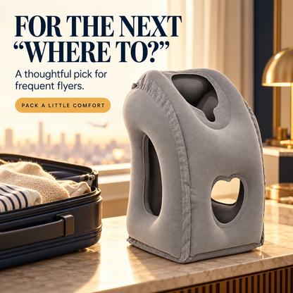 ✈️ Inflatable Airplane Sleep Pillow – Forward-Leaning Travel Pillow with Face & Arm Openings