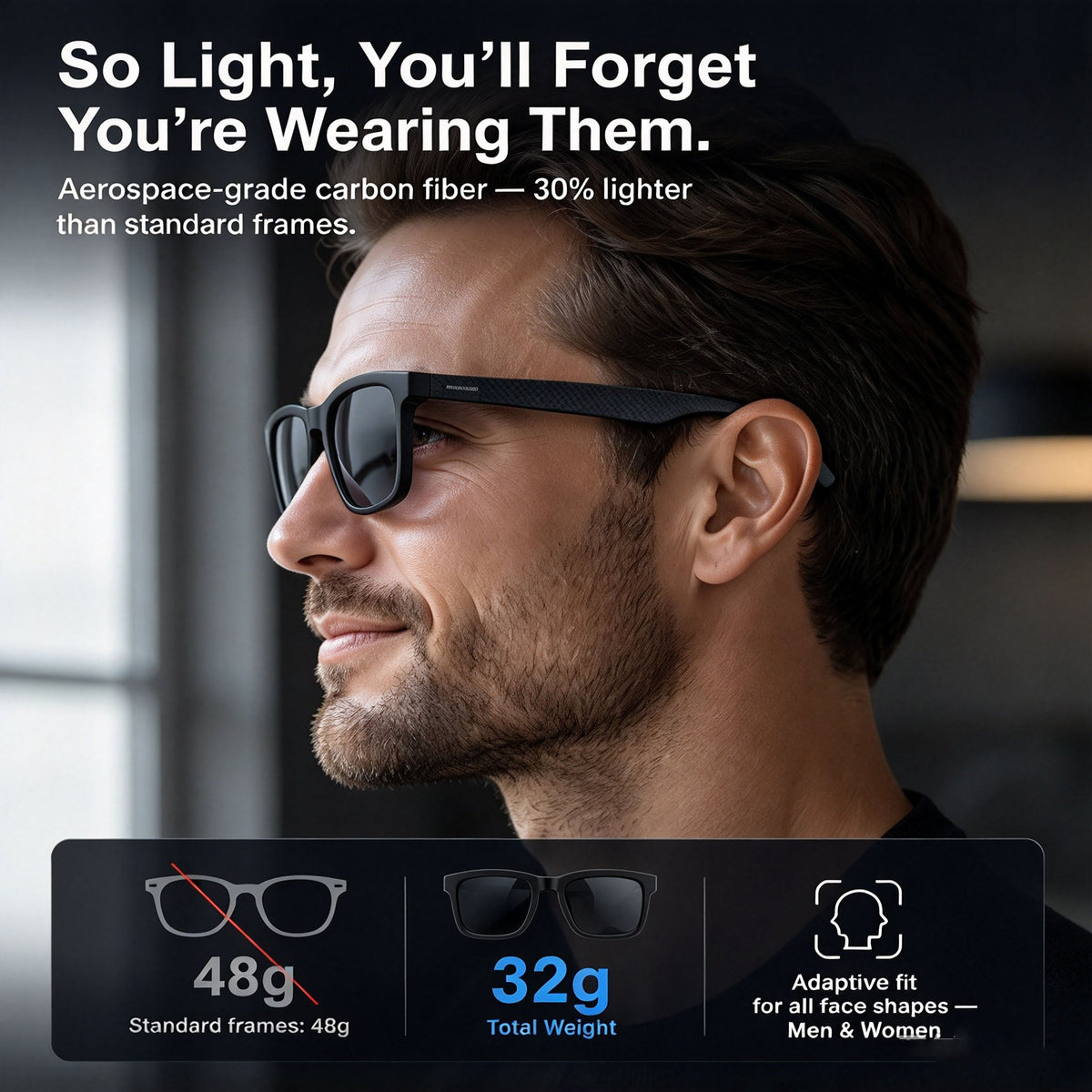 👓 AI Smart Translation Glasses – Real-Time Language Translation & Open-Ear Audio